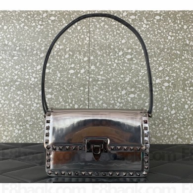Valentino Rockstud23 Shoulder Bag In Smooth Calfskin 0240 Mirror Gun Color 2023