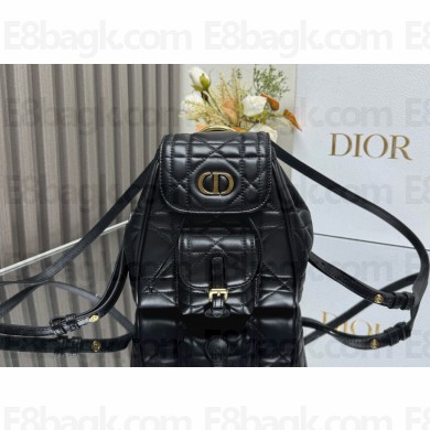 Dior Small Dior Caro Backpack Black Macrocannage Lambskin 2024