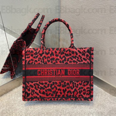 dior fuchsia Multicolor Mizza Embroidery small book tote