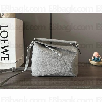 Loewe Mini Puzzle bag in soft grained calfskin pearl gray 2024