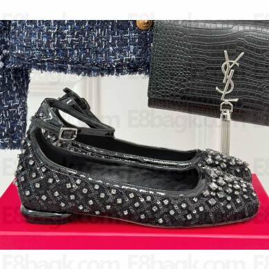 Roger Vivier Viv' Podium Ballerinas in sequins black 2024