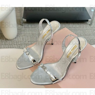 Miu Miu Patent leather sandals 5X343E silvery 2025