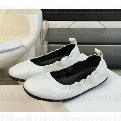 The Row Leather ballet flats in white 2024