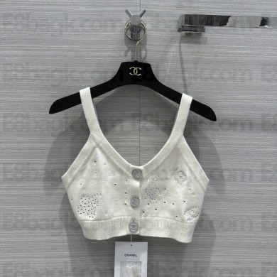 CHANEL WHITE CC KNITTED TOP 2023
