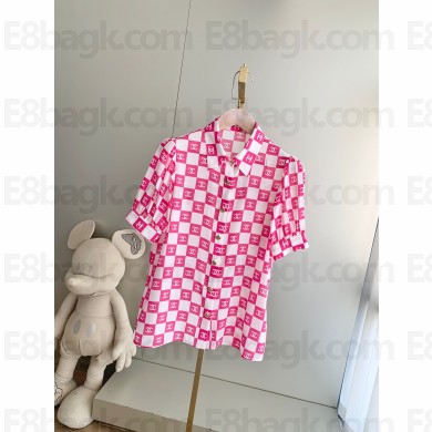CHANEL PINK CHECKERBOARD SHIRT 2023