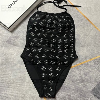 Chanel Crystal CC One Piece Swimwear Black 2023