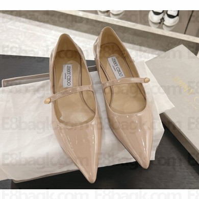 Jimmy choo  Carolyn Flat Liquid Metal Leather Flats nude pink 2024