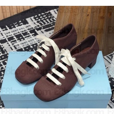 Prada lace-up cloth pumps coffee 2024