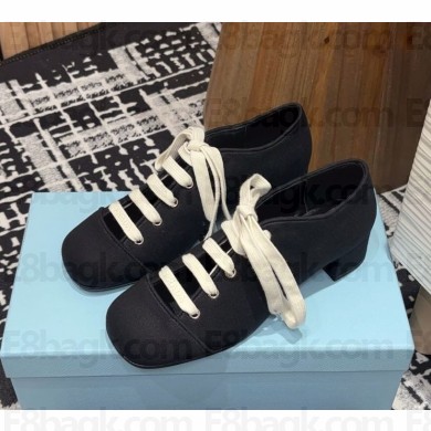 Prada lace-up cloth pumps black 2024