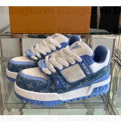 Louis Vuitton women/men 1ACWHR LV Trainer Maxi Sneaker Blue Monogram denim 2024