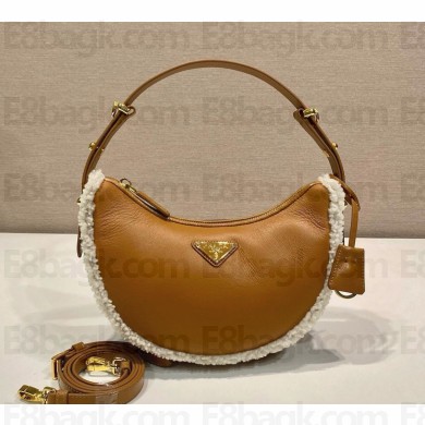 Prada Shearling shoulder bag 1BC194 Cognac/Natural 2024