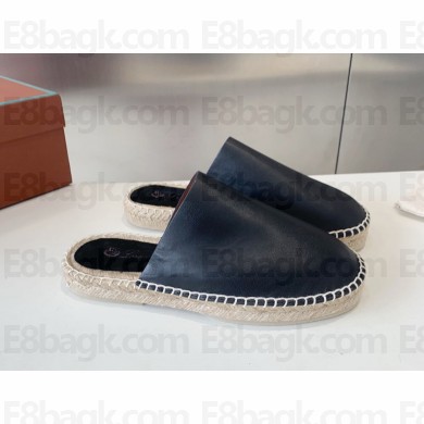 Loro piana shoes seaside walk mule man calfskin black 2024