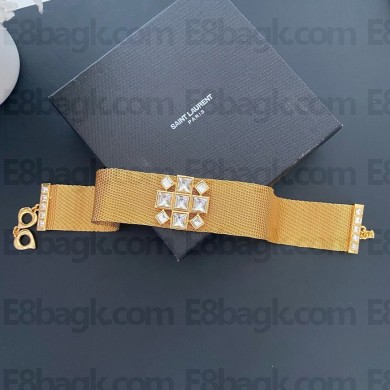 saint laurent crystal choker gold 2024