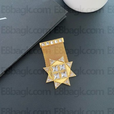 saint laurent crystal brooch gold 2024
