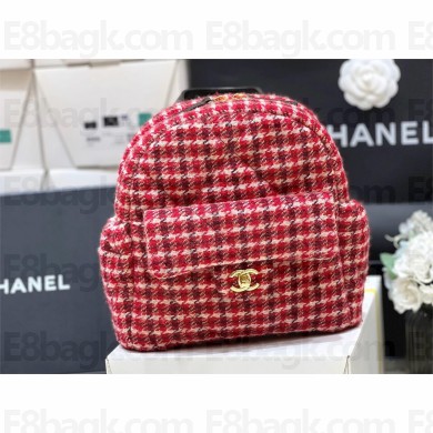 CHANEL COCO NEIGE RED TWEED BACKPACK 2025(ORIGINAL QUALITY)