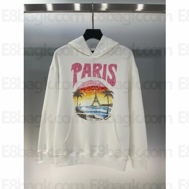 Balenciaga Paris Tropical Round Hoodie Oversized in white 2023