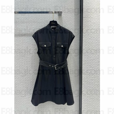 DIOR Short Dress Black Cotton Gabardine 2024