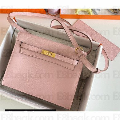 Hermes Evercolor Kelly Danse Shoulder bag Pink with Gold Hardware (full handmade)