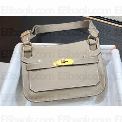 Hermes mini jypsiere bag in swift leather Pearl Gray with Gold Hardware (original quality+handmade)