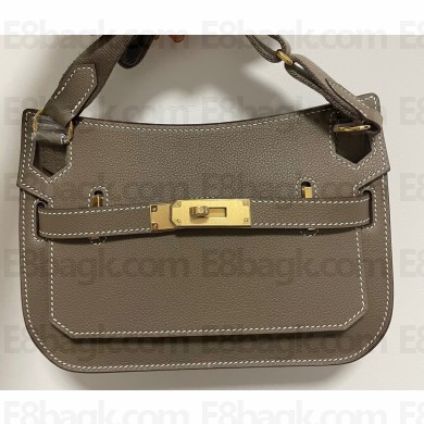 Hermes mini jypsiere bag in Clemence leather Elephant Gray with Gold Hardware (original quality+handmade)