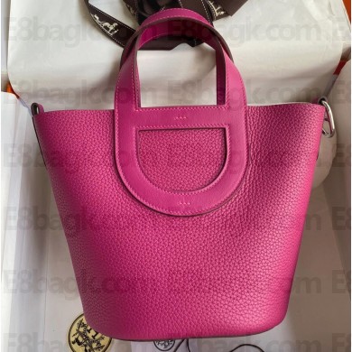 Hermes In-The-Loop Tote Bag In Original Togo Leather Fuchsia with Silver Hardware (Full Handmade Quality)