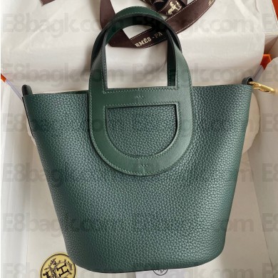 Hermes In-The-Loop Tote Bag In Original Togo Leather Dark Green with Gold/Silver Hardware (Full Handmade Quality)