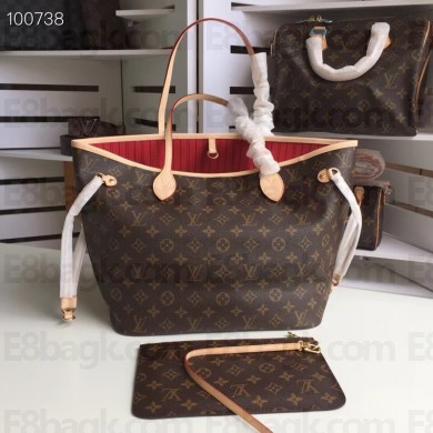 Louis Vuittom Monogram Canvas Neverfull MM Bag red