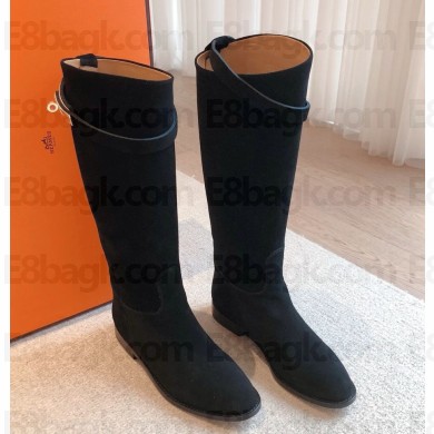 Hermes Jumping boots in suede leather black  2024
