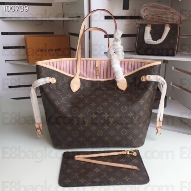 Louis Vuittom Monogram Canvas Neverfull MM Bag pink