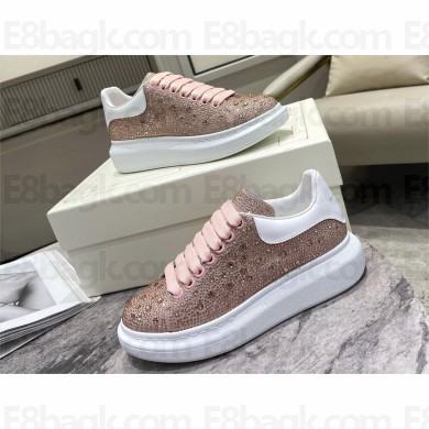 Alexander McQueen Women's Crystal-embellished Oversized Sneaker in White/pink 2023