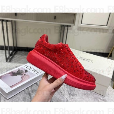 Alexander McQueen Women's Crystal-embellished Oversized Sneaker in red 2023