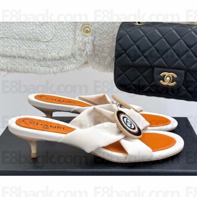 Chanel Fabric CC Sandals white heel 3.5cm 2025