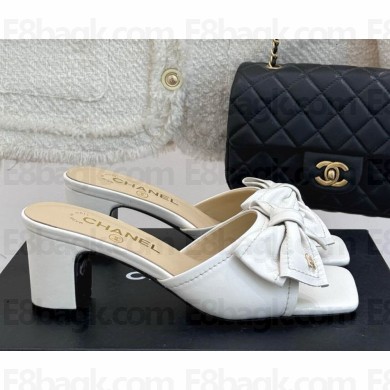 Chanel Slippers calfskin with bow white 2025