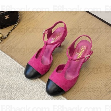 Chanel Lambskin/suede Mary Janes Rose red/black 2025