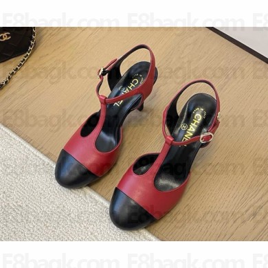 Chanel Lambskin Mary Janes red/black 2025