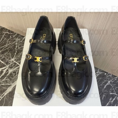 Celine lambskin Platform loafers with Arc de Triomphe logo black 2025