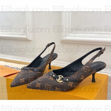 Louis Vuitton Heel 5.5cm Monogram Canvas Slingback Pumps 2025
