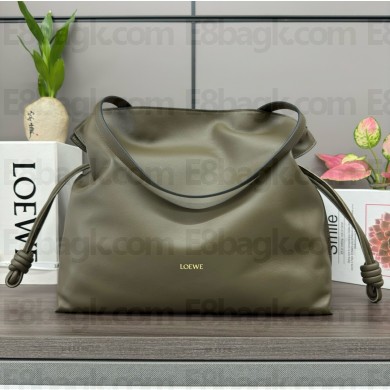 loewe large Flamenco clutch in nappa calfskin dark khaki green 2024