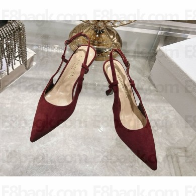 Dior Tribales Slingback Pump in burgundy suede leather heel 7cm 1026-2024