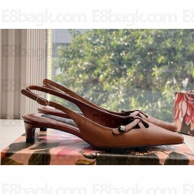Dolce & Gabbana Heel 3cm calfskin slingbacks brown 1026-2024