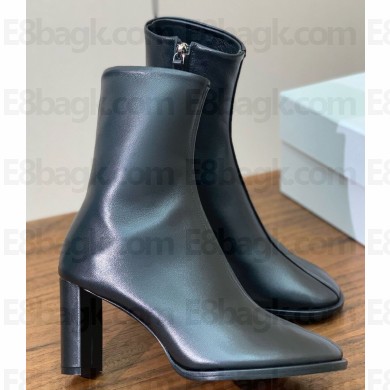 The Row Heel 8cm calfskin ankle boot in black 1026-2024
