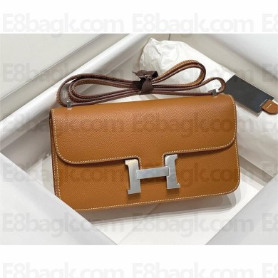 Hermès brown Constance Elan bag in Epsom leather with silver hardware 2024