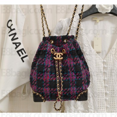 chanel tweed mini bucket bag black/purple 2022