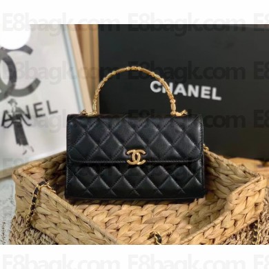 CHANEL BLACK Flap Phone Holder with Chain AP2946 2022