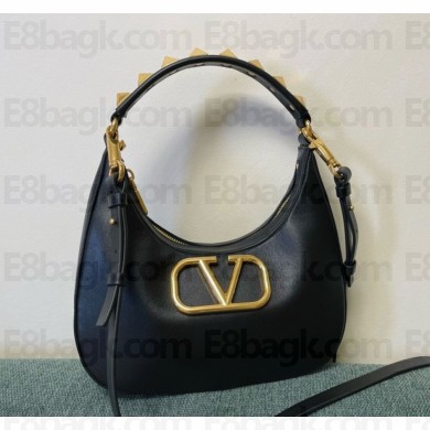 Valentino VLogo Garavani Stud shoulder bag in black calfskin 2024