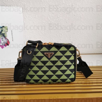 Prada Symbole embroidered fabric bag 2VH069 Green 2023