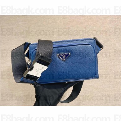 Prada Saffiano leather belt bag 2VH156 royal blue 2023