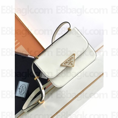 Prada Emblème leather bag 1BD340 WHITE 2023