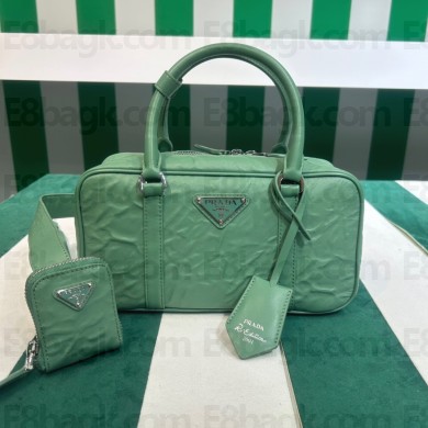 Prada Small antique nappa leather top handle bag 1BB098 green 2023