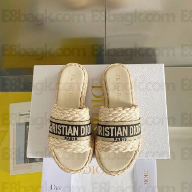 Dior Jute-Colored Embroidered Cotton DWAY SLIDE 2023